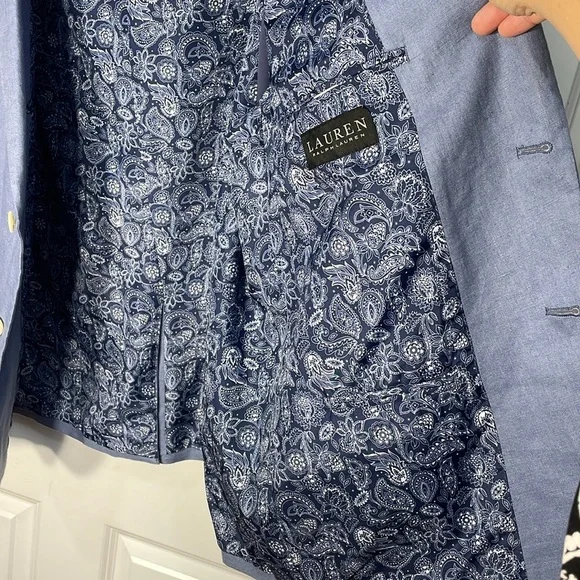 Lauren Ralph Lauren Linen Blazer Sz XL 48R Blue Classic Old Money Single Breast - Picture 6 of 15
